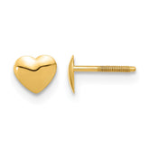 14k Madi K 6.00mm Heart Childrens Silicone Screwback Post Earrings