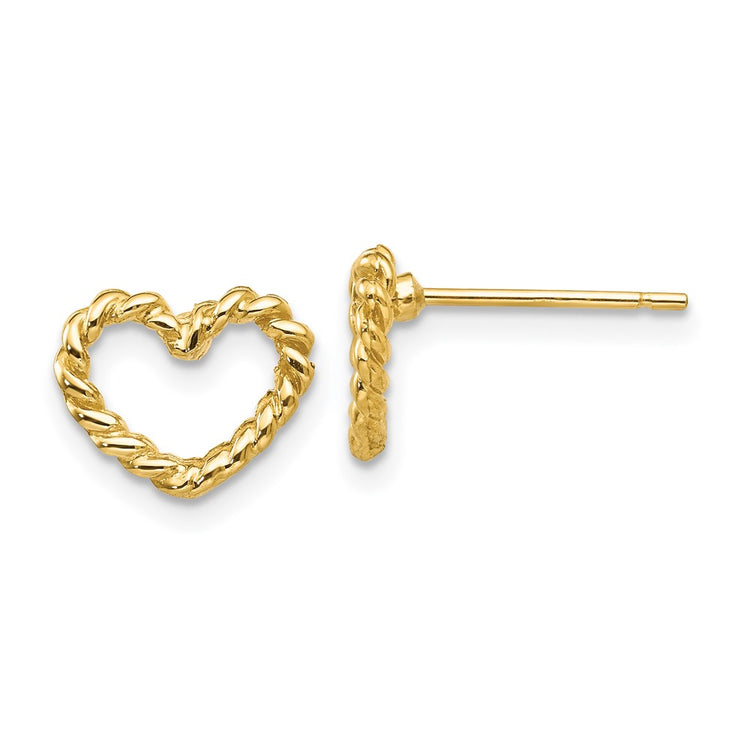 14k Polished Open Twisted Heart Post Earrings