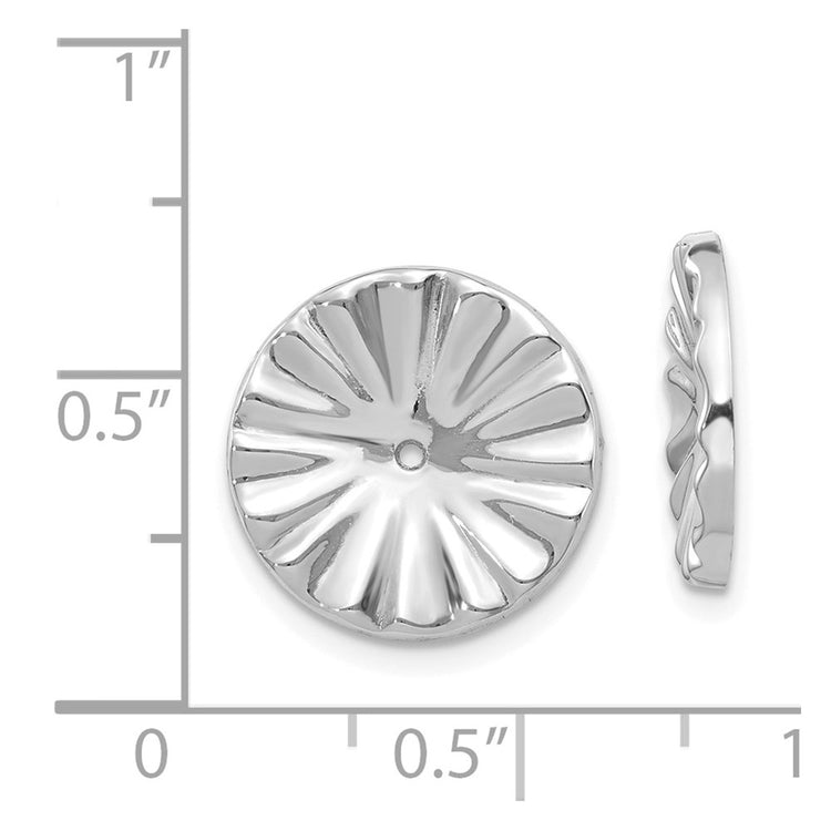 14k White Gold Polished Sunburst Earring Jackets