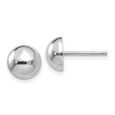 14k White Gold 8mm Polished Half Ball Post Earrings