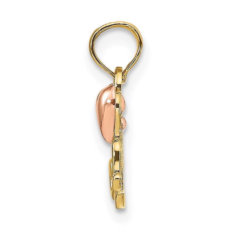14k Two-tone MOM with Heart Pendant