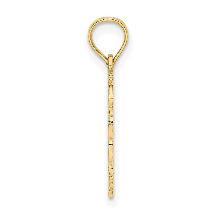 The Heart Initial Pendant 'D' — 14K Yellow Gold