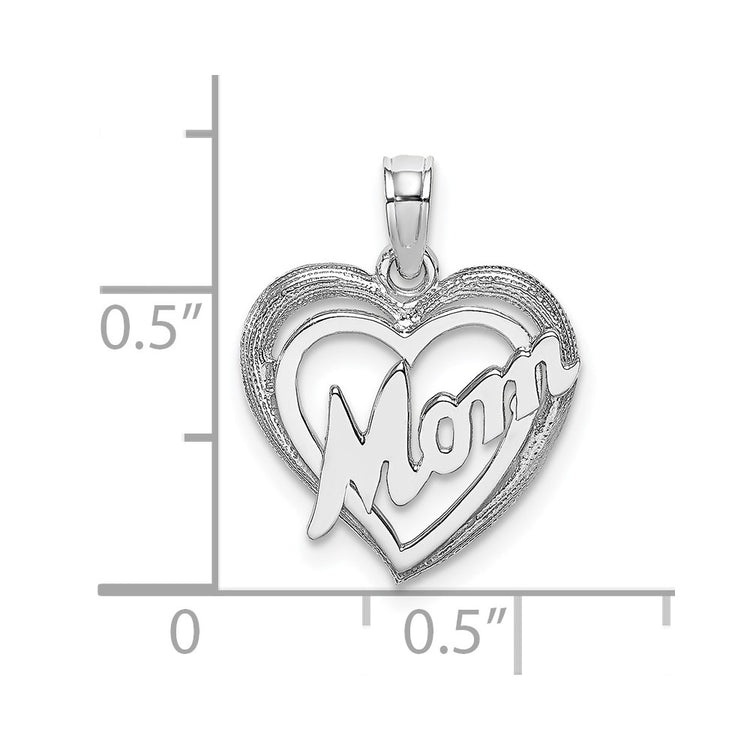 The MOM Inside Heart Pendant — 14K White Gold