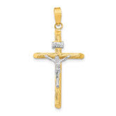 14K Yellow Gold + White Rhodium INRI Crucifix Pendant