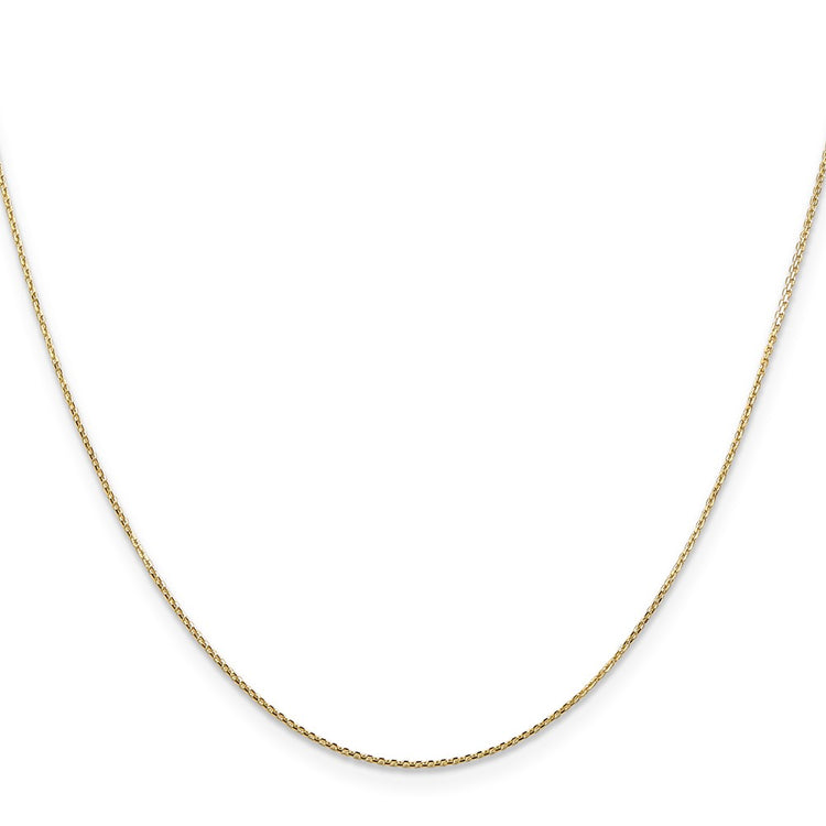 14K 16 inch .8mm Diamond-cut Round Open Link Cable with Lobster Clasp Chain
