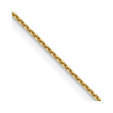 14K 16 inch .8mm Diamond-cut Round Open Link Cable with Lobster Clasp Chain