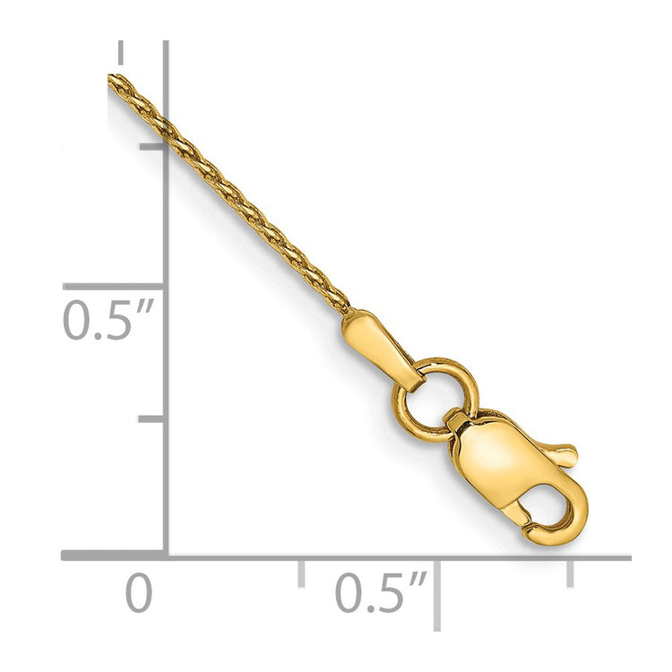 14K 9 inch .8mm Diamond-cut Parisian Wheat with Lobster Clasp Anklet