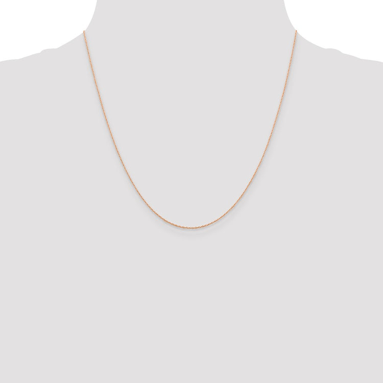 14K Rose Gold 20 inch .5mm Baby Rope with Spring Ring Clasp Chain