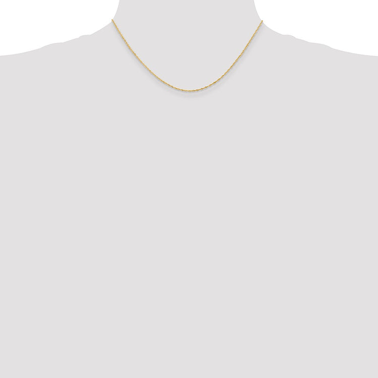 14K Solid Yellow Gold 1.1MM Singapore with Spring Ring Clasp Chain Necklace 16-24 Inch