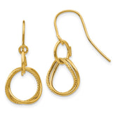 14K Small Twisted Circle Dangle French Hook Earrings