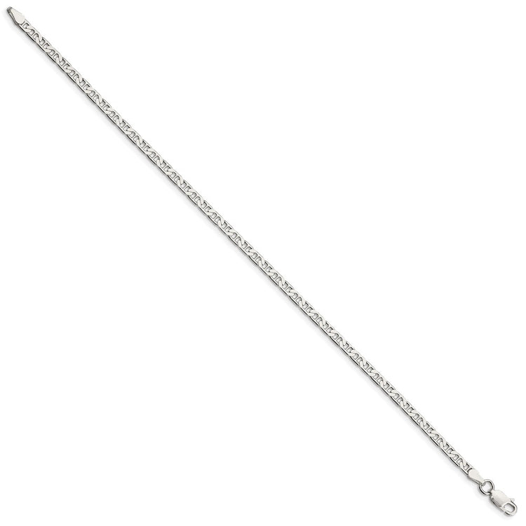 Sterling Silver 3mm Flat Anchor Chain Anklet