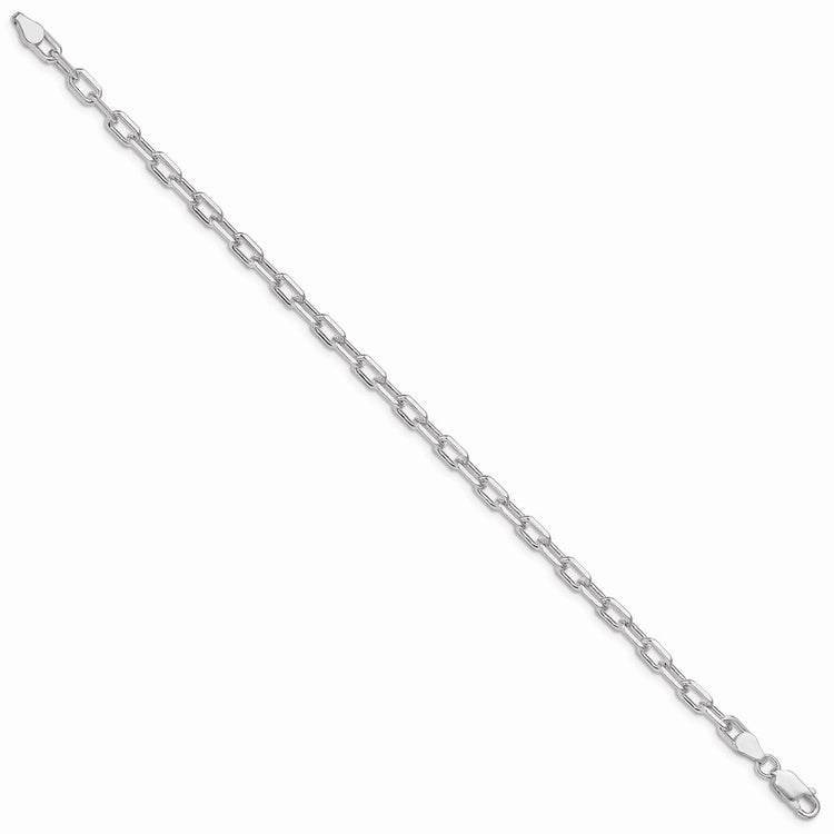 Amore La Vita Sterling Silver Rhodium-plated Polished 4.3mm Diamond-cut 7 inch Open Link Cable with Lobster Clasp Charm