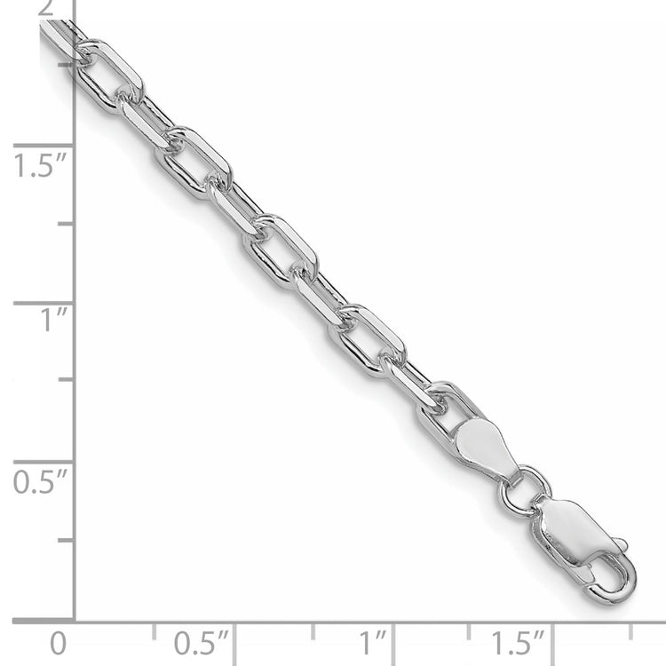 Amore La Vita Sterling Silver Rhodium-plated Polished 4.3mm Diamond-cut 7 inch Open Link Cable with Lobster Clasp Charm