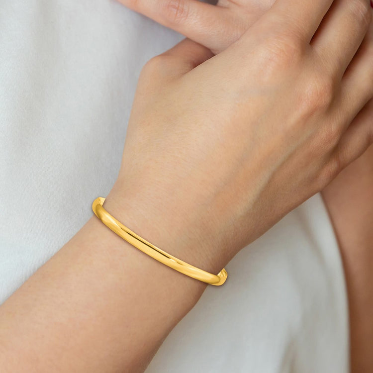 Sterling Silver Gold-Tone 4mm Solid Polished Plain Slip-On Bangle Bracelet - Hypoallergenic Sterling Silver Bangles for Women - Classic Stac - view 3