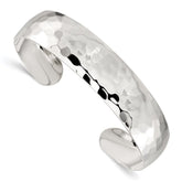 Sterling Silver 13.5mm Hammered Cuff Bangle