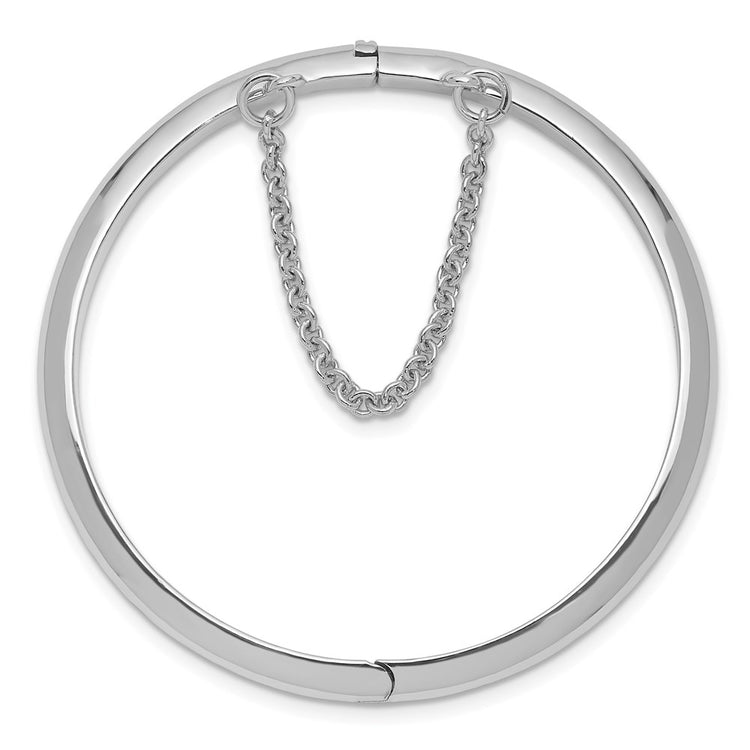 Sterling Silver Rhodium-Plated Rh-plated Polished 4mm W/ Safety Hinged Children's Bangle