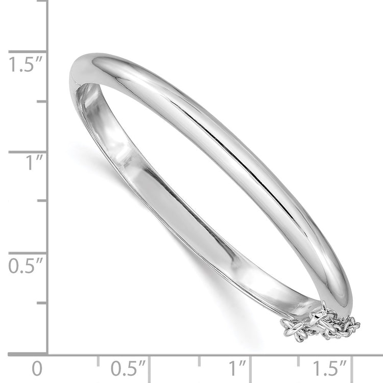 Sterling Silver Rhodium-Plated Rh-plated Polished 4mm W/ Safety Hinged Children's Bangle