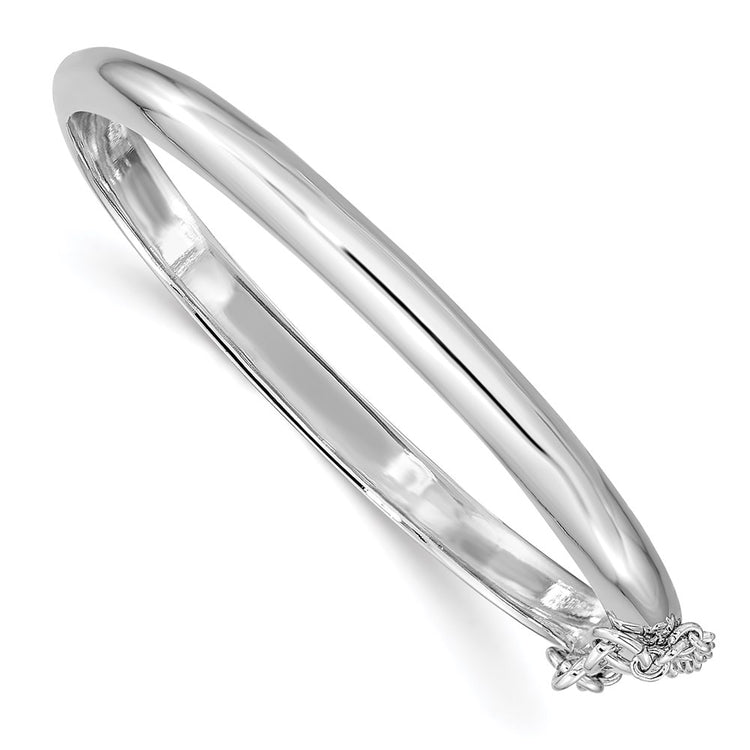 Sterling Silver Rhodium-Plated Rh-plated Polished 4mm W/ Safety Hinged Children's Bangle