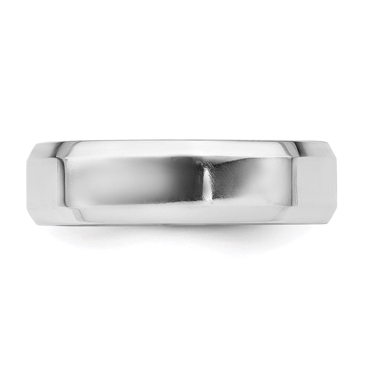 Sterling Silver Rhodium-plated 6mm Bevel Edge