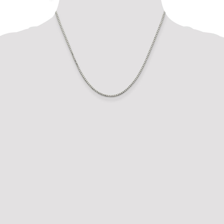 Sterling Silver Rhodium-plated 1.7mm 8 Sided w/2in ext. Mirror Box Chain