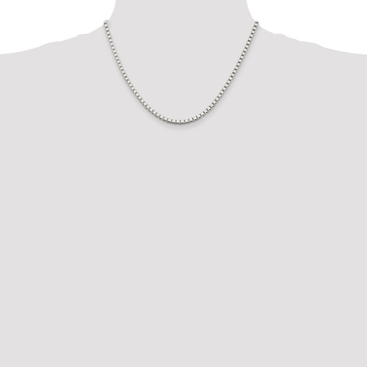 Sterling Silver 3MM Box Chain Necklace Womens 18-24 Inch