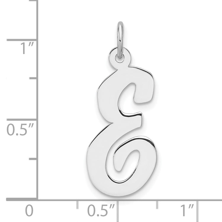 Sterling Silver Large Script Letter E Initial Pendant Necklace - view 4