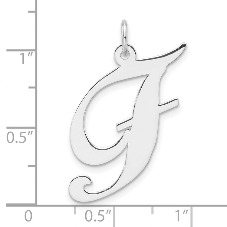 Sterling Silver Large Script Letter F Initial Pendant Necklace - view 4