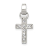 Sterling Silver Rhodium-plated CZ Cross Charm