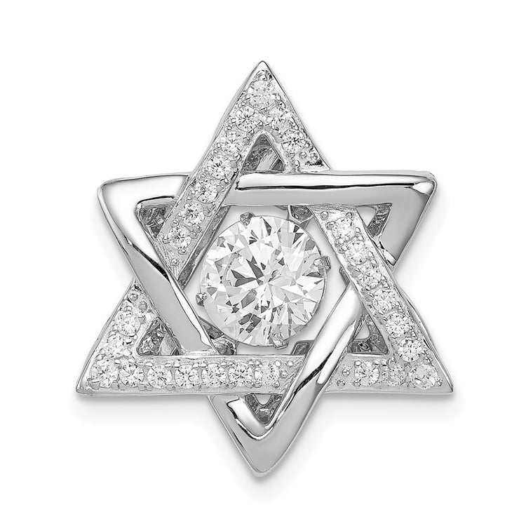 Sterling Silver 18.57MM Platinum-plated Polished Vibrant CZ Star of David Pendant Bracelet Womens