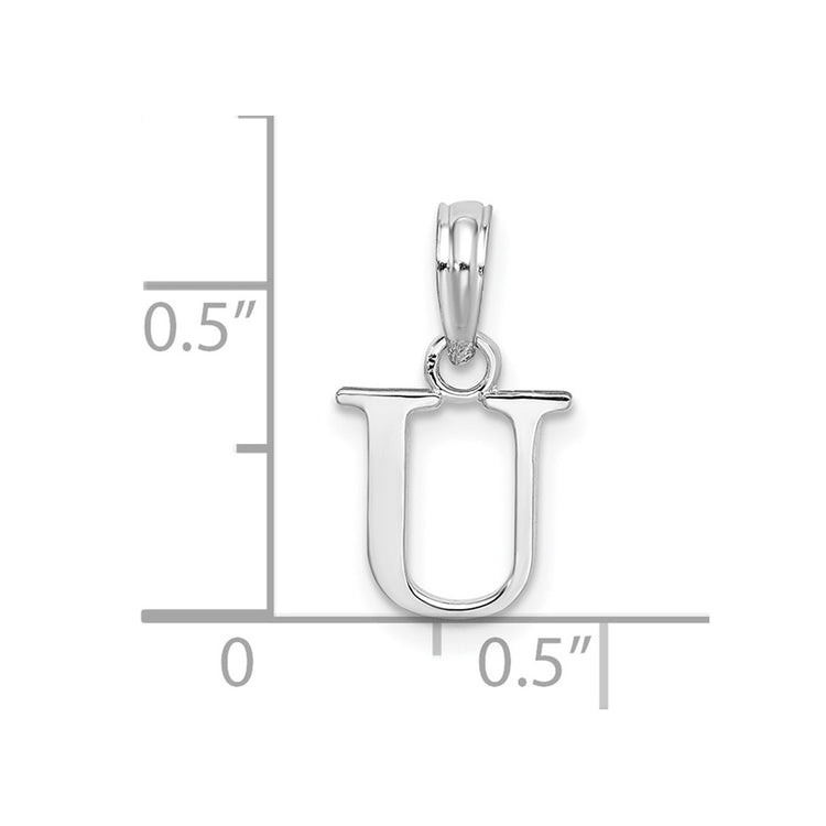 Sterling Silver Block Letter U Initial Pendant Necklace - view 4
