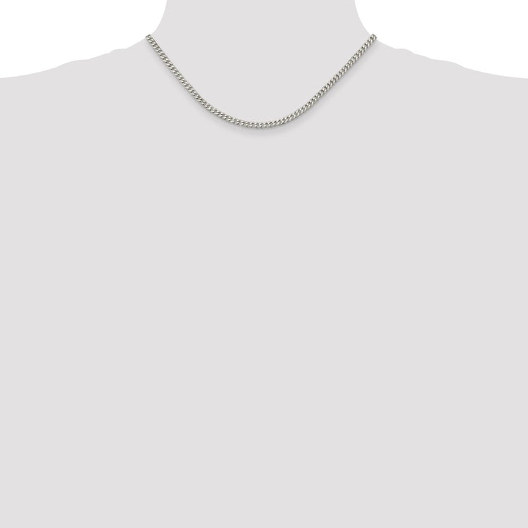 Sterling Silver 3.5MM Curb Chain Necklace Womens 16-24 Inch