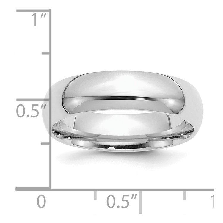 Sterling Silver Rhodium-plated 6mm Comfort Fit