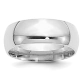 Sterling Silver Rhodium-plated 8mm Comfort Fit