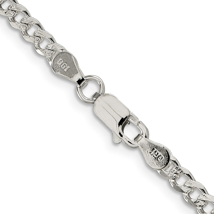 Sterling Silver 3.8mm Pav Curb Chain