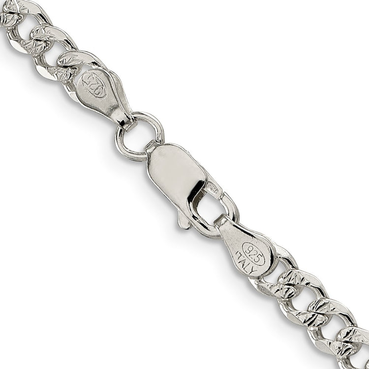 Sterling Silver 4.5mm Pav Curb Chain