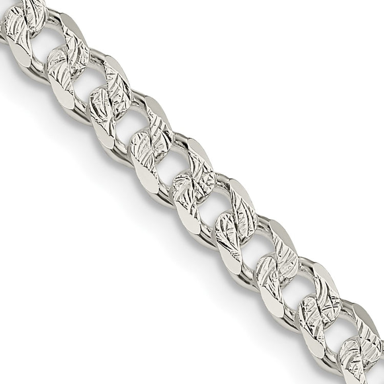 Sterling Silver 4.5mm Pav Curb Chain