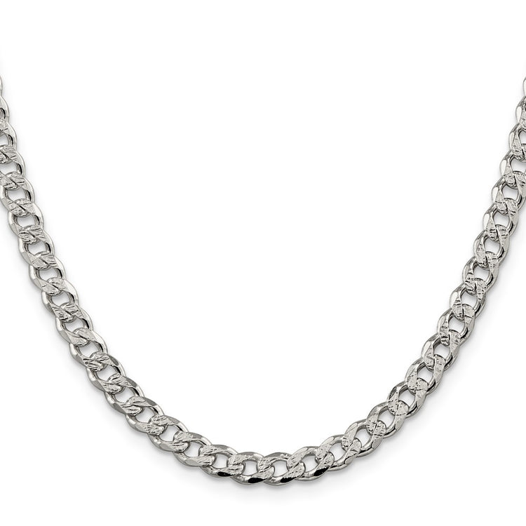 Sterling Silver 5.5mm Pav Curb Chain