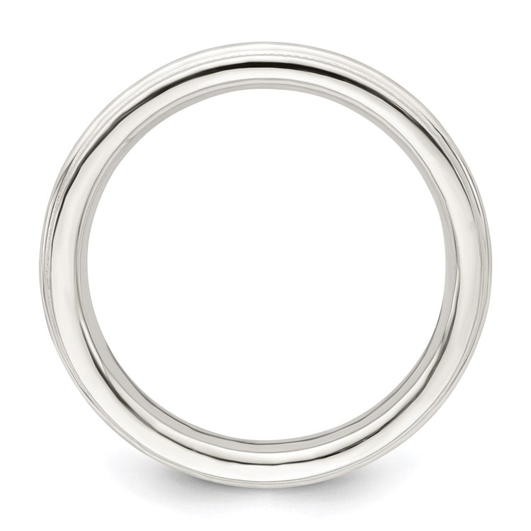 Sterling Silver 3mm Comfort Fit Half Round Milgrain