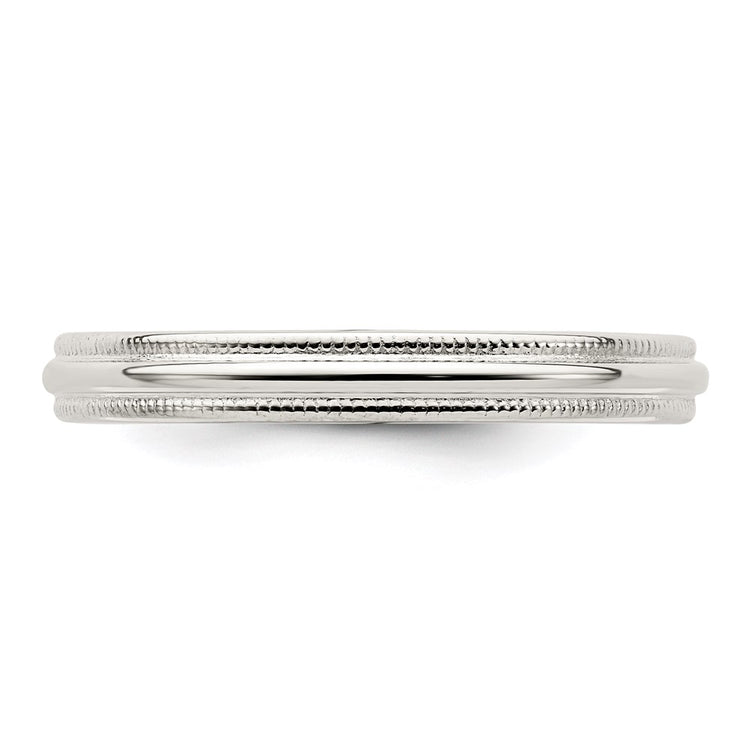 Sterling Silver 3mm Comfort Fit Half Round Milgrain