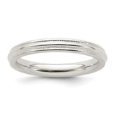 Sterling Silver 3mm Comfort Fit Half Round Milgrain
