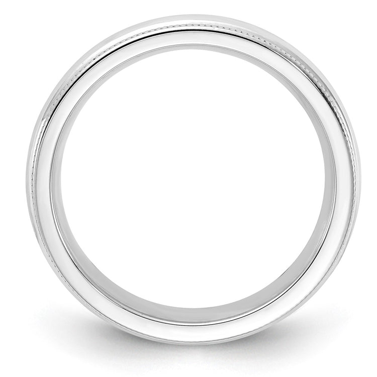 Sterling Silver 4mm Comfort Fit Half Round Milgrain