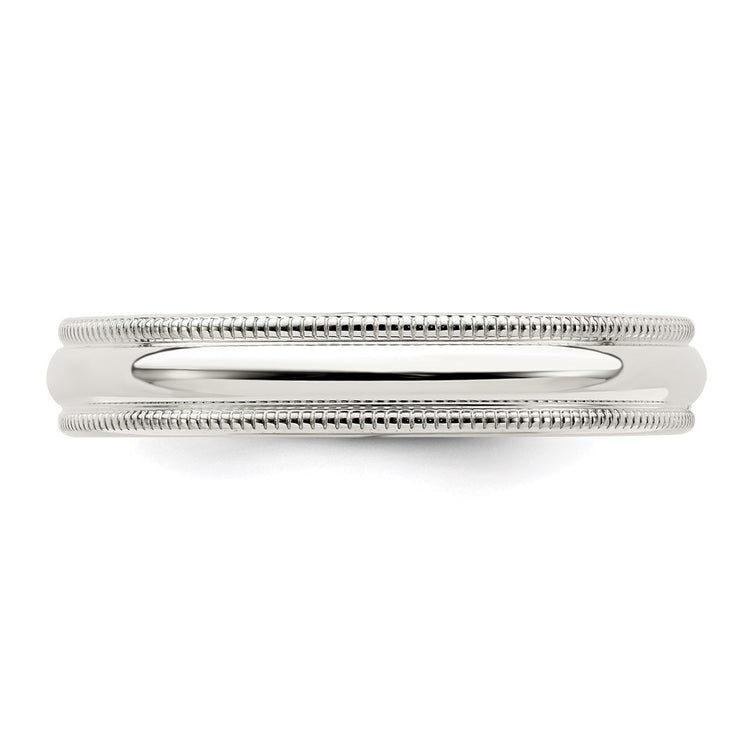 Sterling Silver 4mm Comfort Fit Half Round Milgrain