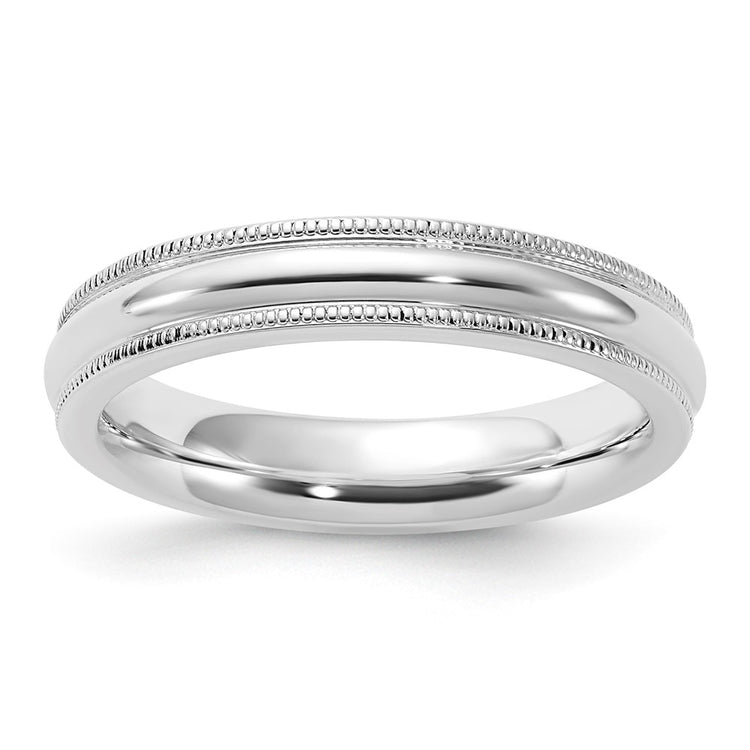 Sterling Silver 4MM Comfort Fit Half Round Milgrain Wedding Band Ring