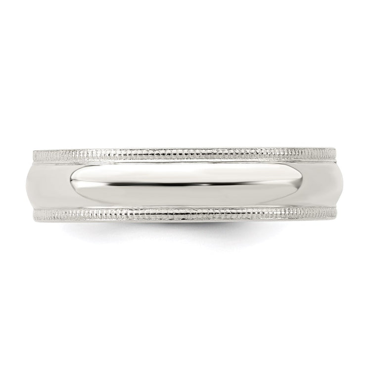 Sterling Silver 5mm Comfort Fit Half Round Milgrain