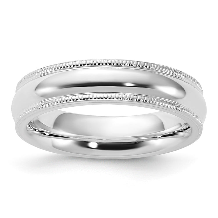 Sterling Silver 5MM Comfort Fit Half Round Milgrain Wedding Band Ring