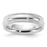 Sterling Silver 5mm Comfort Fit Half Round Milgrain