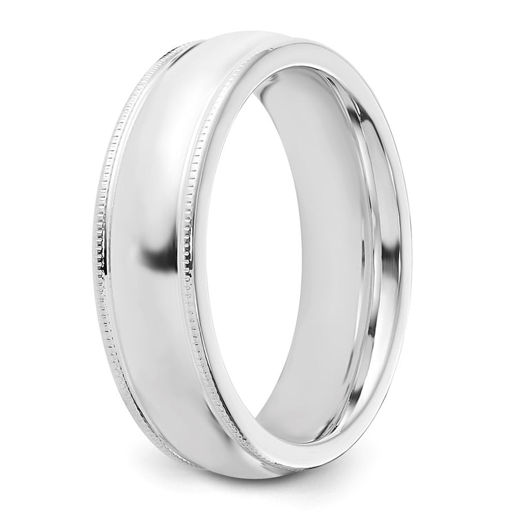 Sterling Silver 6mm Comfort Fit Half Round Milgrain