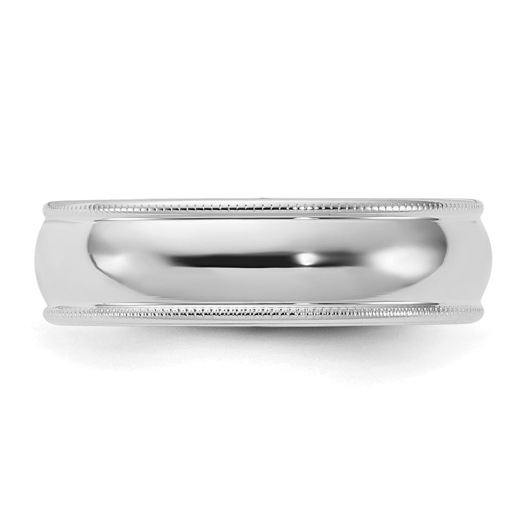 Sterling Silver Rhodium-plated 6mm Comfort Fit Milgrain