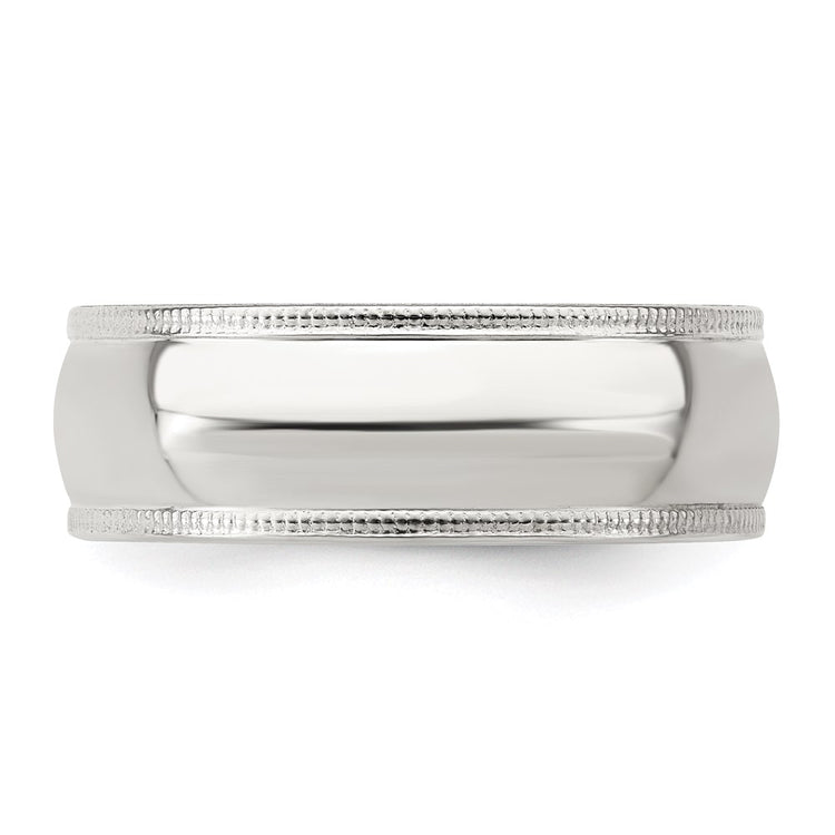 Sterling Silver 7mm Comfort Fit Half Round Milgrain