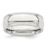 Sterling Silver 7mm Comfort Fit Half Round Milgrain